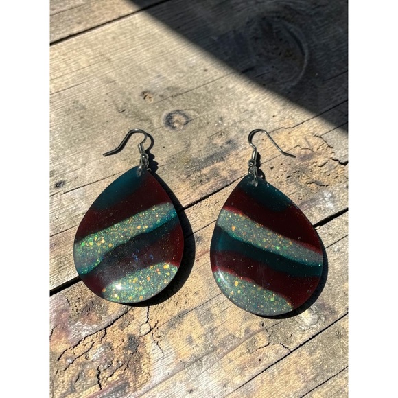 Angel Tumpet LLC Jewelry - Handmade Midnight Sparkle Teardrop Earrings